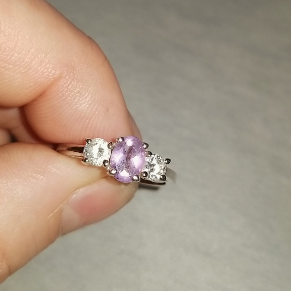 Silver Amethyst crystal ring